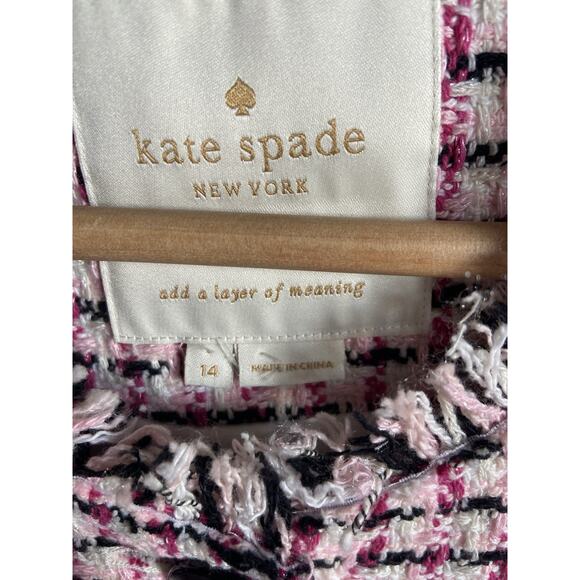 Kate Spade Pink Tweed Peplum Blazer Womens 14 Preppy Academia Old Money Timeless - Picture 3 of 16